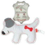 Hundekuscheltier aus Rinderleder mit leisem Quietscher, Hellgrau – Doggy Doodles Puppy