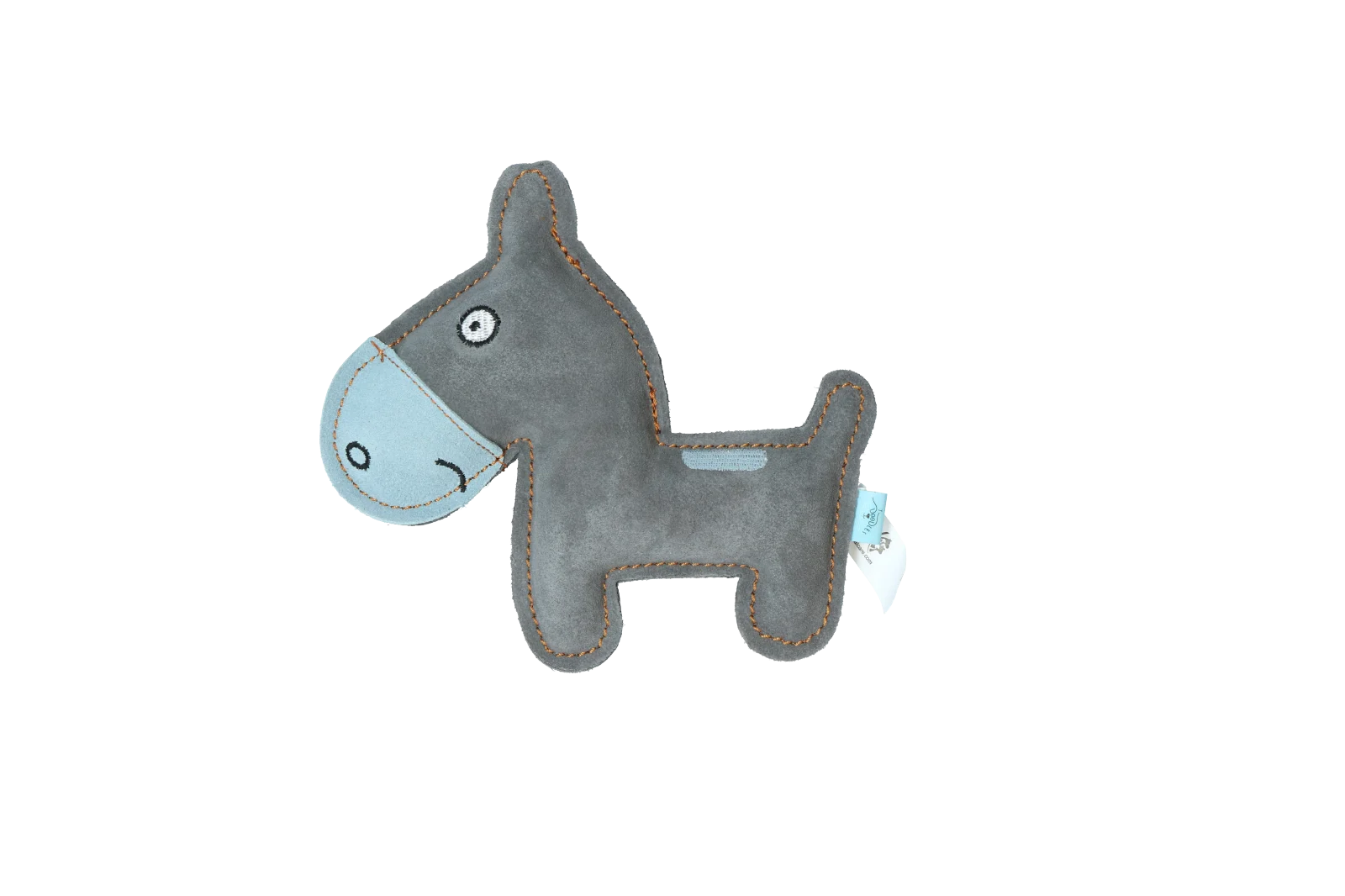 Hundekuscheltier aus Rinderleder mit leisem Quietscher, Blau – Tiny Doodles Esel – Bild 2