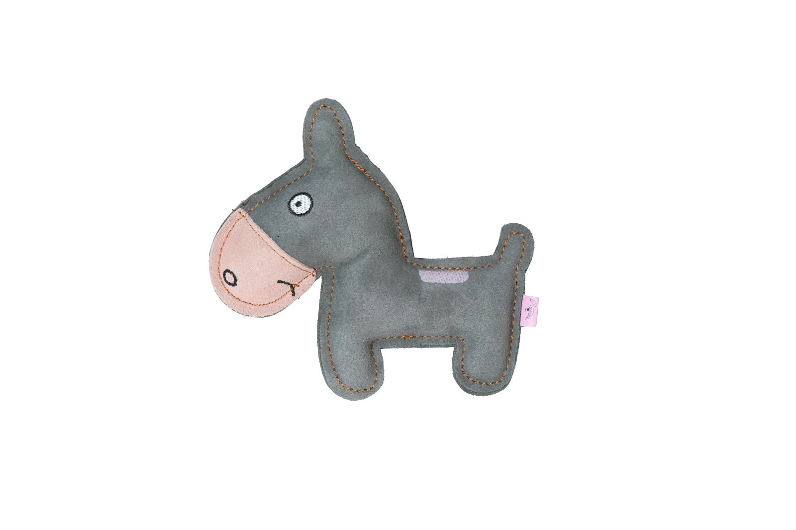 Hundespielzeug aus Rindsleder mit geräuscharmem Quietscher, Rosa – Tiny Doodles Esel – Bild 2