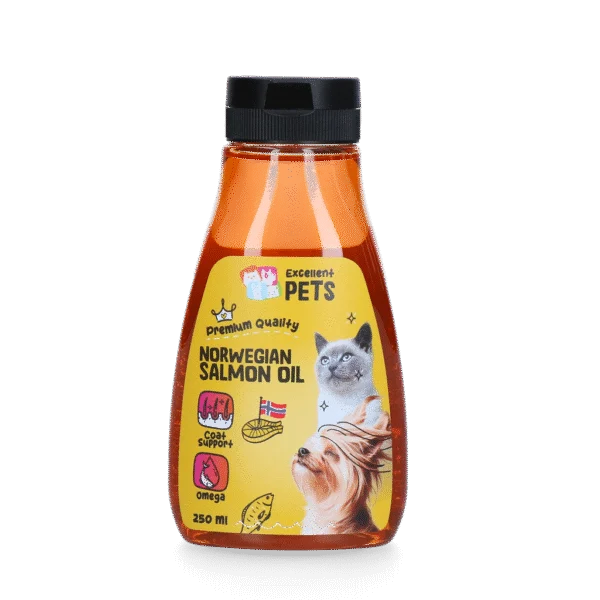 Lachsöl für Hunde und Katzen aus Norwegen, 250 ml in einer Quetschflasche – Excellent Pets Norwegian Salmon Oil