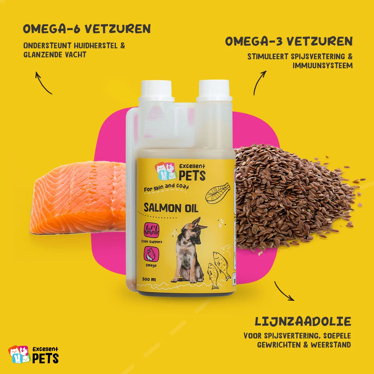 Lachsöl für Hunde mit Omega 3 und 6, 500 ml – Excellent Pets Dog Salmon Oil – Bild 5