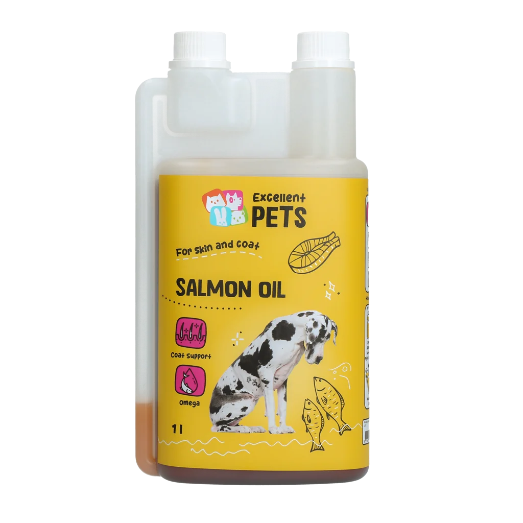 DOGF1000.png Lachsöl für Hunde mit Omega 3 und 6, 1000 ml – Excellent Pets Dog Salmon Oil – Bild 1