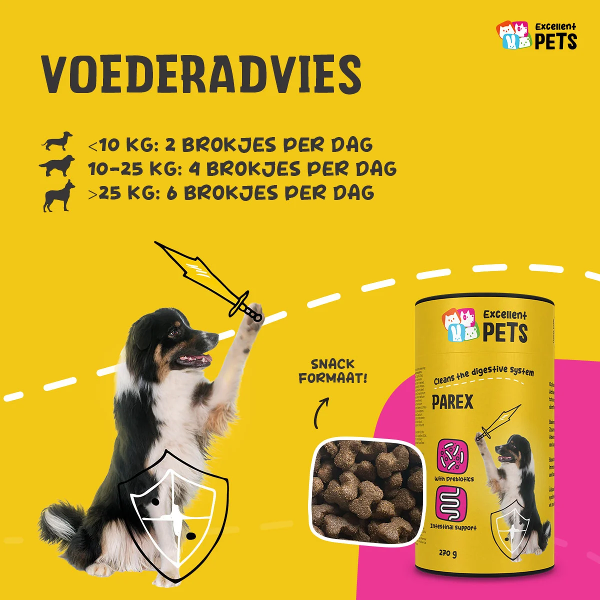 Hundesupplement mit Präbiotika in Pelletform, 270 g – Excellent Pets Dog Parex – Bild 2