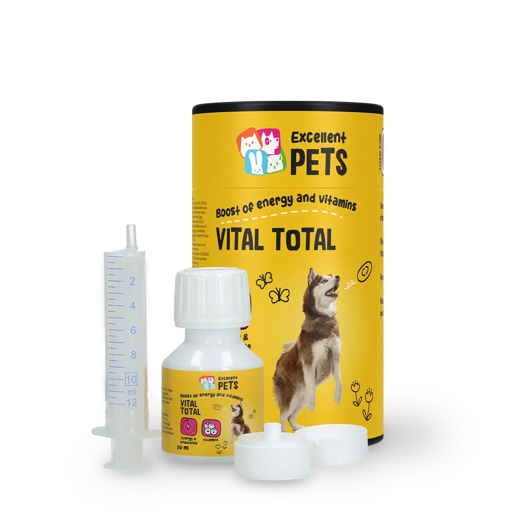 DOGV0050.png Flüssiges Vitaminpräparat für Hunde, 50 ml – Excellent Pets Vital Total – Bild 1