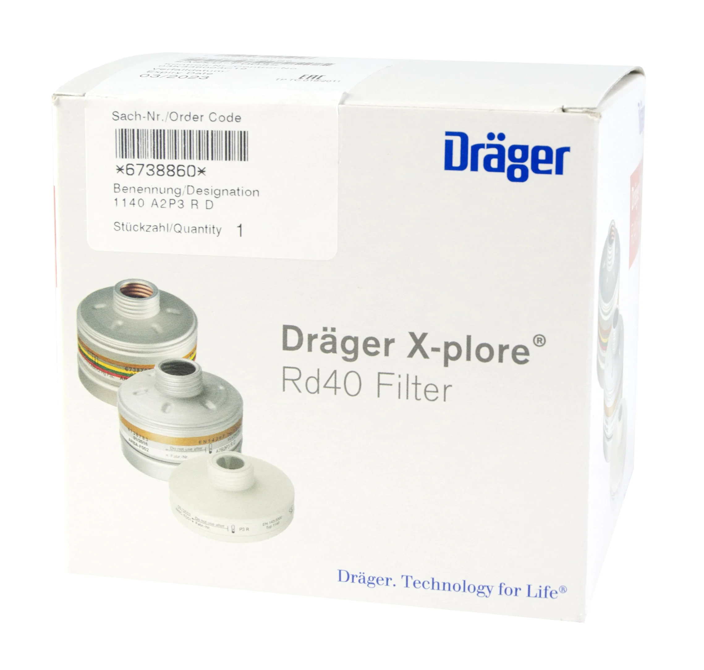Maskenfilter A2-P3 mit RD40 Rundgewindeanschluss – Dräger Filter RD 40 A2-P3 – Bild 2