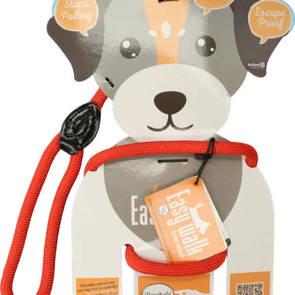 Hundegeschirr mit Leine aus Seil, Rot – Easy Walk Handmodell