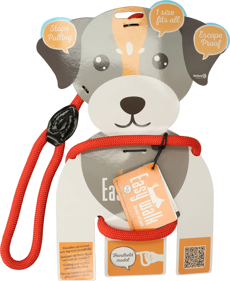 EASY0007.png Hundegeschirr mit Leine aus Seil, Rot – Easy Walk Handmodell – Bild 1