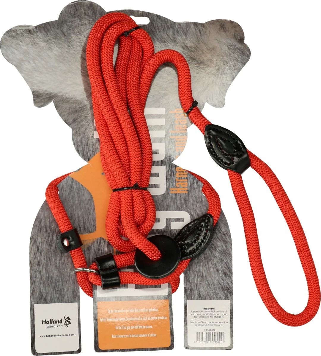 Hundegeschirr mit Leine aus Seil, Rot – Easy Walk Handmodell – Bild 2