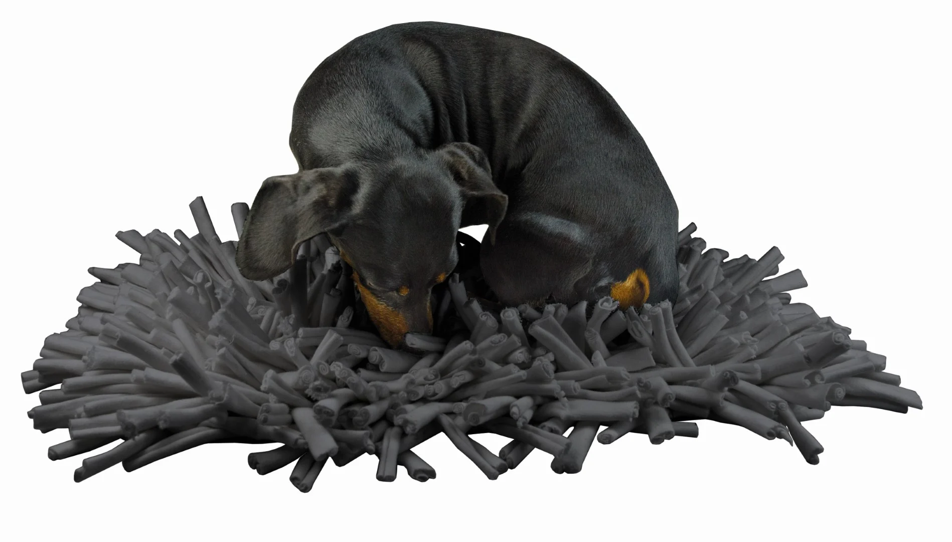 Schnüffelmatte für Hunde mit Stoffstreifen, Grau, 44 x 28 cm – Eat Slow Live Longer Play Mat – Bild 2