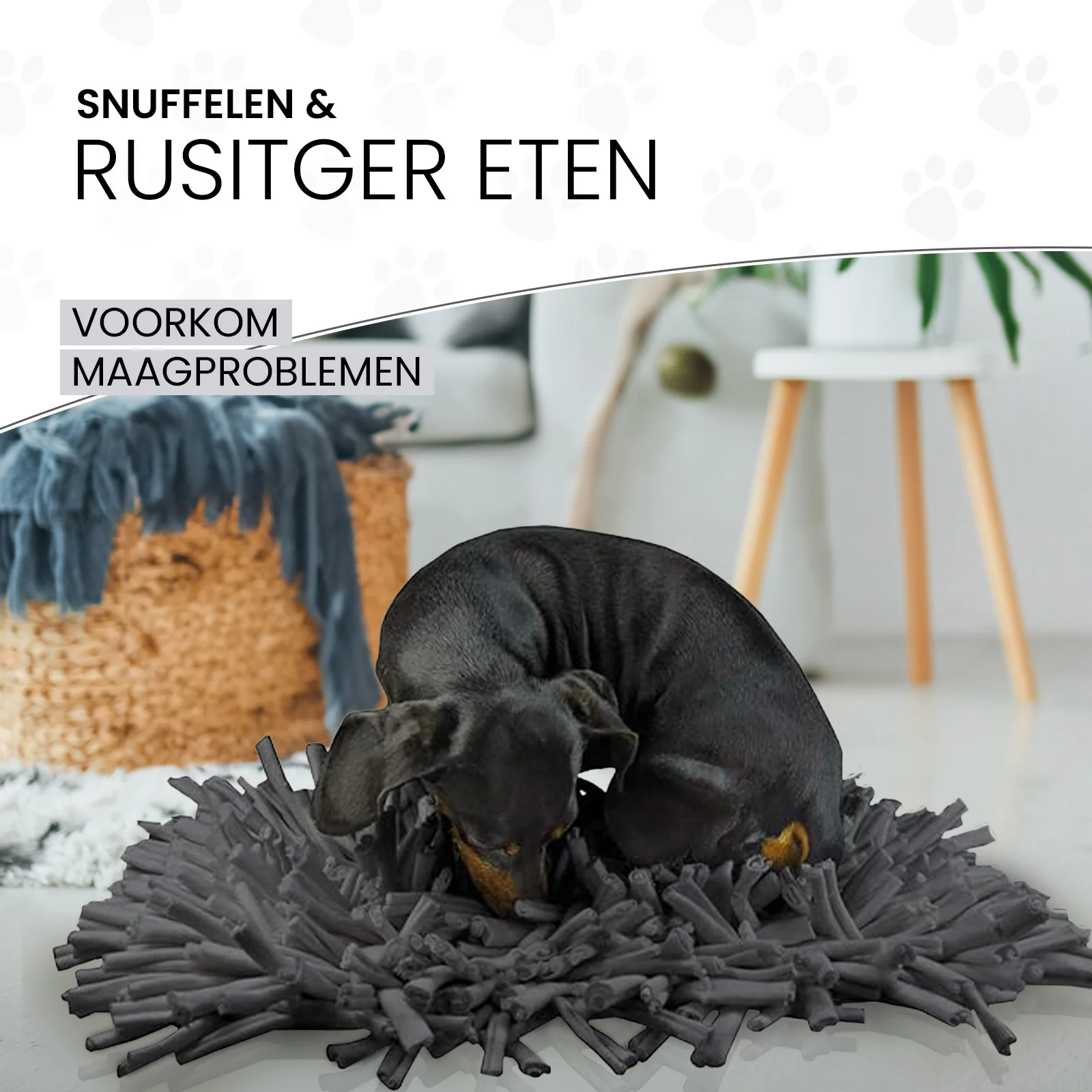 Schnüffelmatte für Hunde mit Stoffstreifen, Grau, 44 x 28 cm – Eat Slow Live Longer Play Mat – Bild 5
