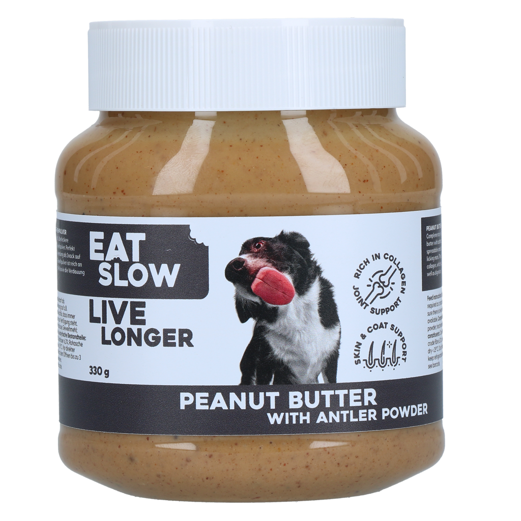 Hondenpindakaas voor Likmatjes – Eat Slow Live Longer Pindakaas + Collageen poeder Erdnussbutter für Hunde für Schleckmatten – Eat Slow Live Longer Erdnussbutter + Kollagenpulver