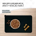 Futternapfunterlage aus Silikon mit erhöhtem Rand, S 30 x 48 cm, Grau – Eat Slow Live Longer Spill Mat – Bild 4