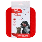 Hundeleckmatte mit 2 Strukturen und Saugnäpfen, 21 x 21 cm, Rot – Eat Slow Live Longer Lick Mat Duo M