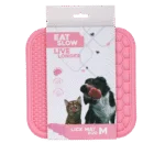 Schleckmatte für Hunde mit 2 Mustern und Saugnäpfen, 21 x 21 cm, Rosa – Eat Slow Live Longer Lick Mat Duo M