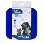 Schleckmatte für Hunde mit Noppen und Wabenstruktur, 21 x 21 cm, Blau – Eat Slow Live Longer Lick Mat Duo M