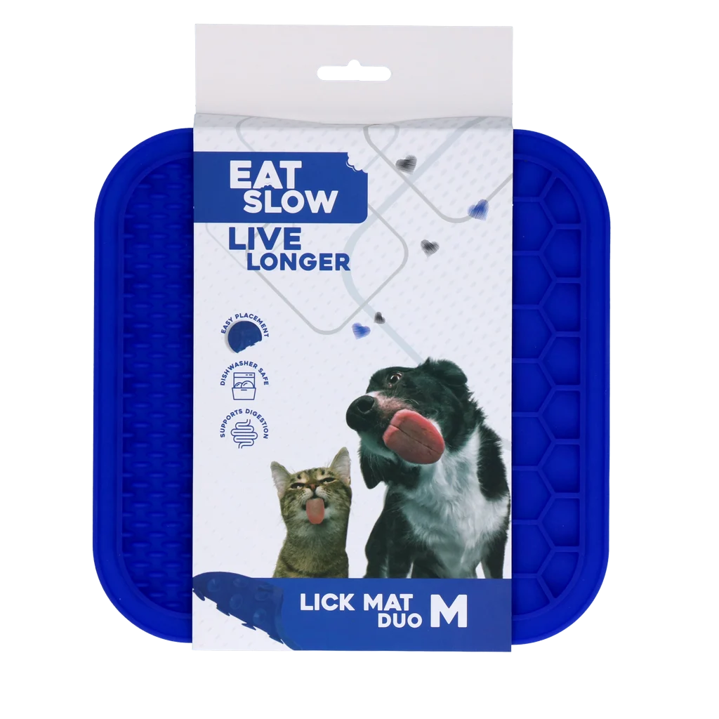 EATS062GC.png Schleckmatte für Hunde mit Noppen und Wabenstruktur, 21 x 21 cm, Blau – Eat Slow Live Longer Lick Mat Duo M – Bild 1