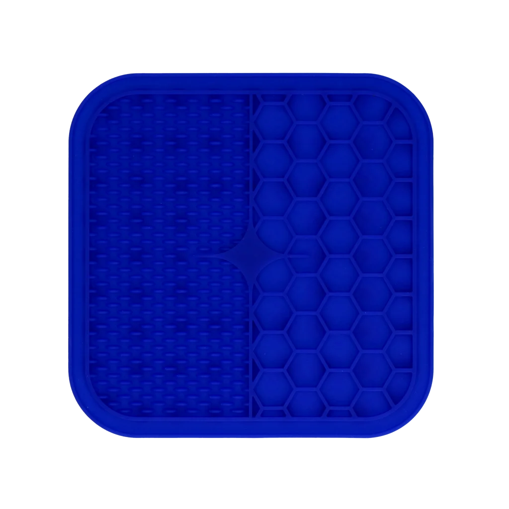 Schleckmatte für Hunde mit Noppen und Wabenstruktur, 21 x 21 cm, Blau – Eat Slow Live Longer Lick Mat Duo M – Bild 2