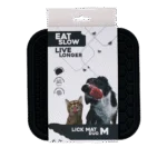 Schleckmatte für Hunde mit Noppen und Wabenstruktur, 21 x 21 cm, Grau – Eat Slow Live Longer Lick Mat Duo M