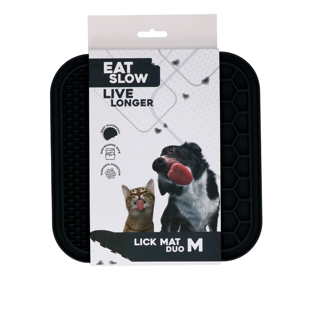 EATS062GD.png Schleckmatte für Hunde mit Noppen und Wabenstruktur, 21 x 21 cm, Grau – Eat Slow Live Longer Lick Mat Duo M – Bild 1