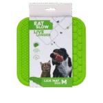 Schleckmatte für Hunde mit Noppen und Wabenmuster, 21 x 21 cm, Grün – Eat Slow Live Longer Lick Mat Duo M