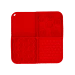 Schleckmatte für Hunde mit 4 Mustern und Saugnäpfen, 21 x 21 cm, Rot – Eat Slow Live Longer Lick Mat Dimensions Rectangle – Bild 2