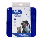 Schleckmatte für Hunde mit 4 Mustern und Saugnäpfen, 21 x 21 cm, Blau – Eat Slow Live Longer Lick Mat Dimensions Rectangle