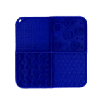 Schleckmatte für Hunde mit 4 Mustern und Saugnäpfen, 21 x 21 cm, Blau – Eat Slow Live Longer Lick Mat Dimensions Rectangle – Bild 2