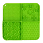 Schleckmatte für Hunde mit 4 Mustern und Saugnäpfen, 21 x 21 cm, Grün – Eat Slow Live Longer Lick Mat Dimensions Rectangle – Bild 2