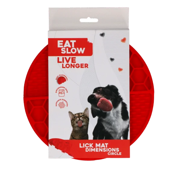 Runde Schleckmatte mit tiefen Vertiefungen, Rot, ø 21 cm – Eat Slow Live Longer Lick Mat Dimensions Circle