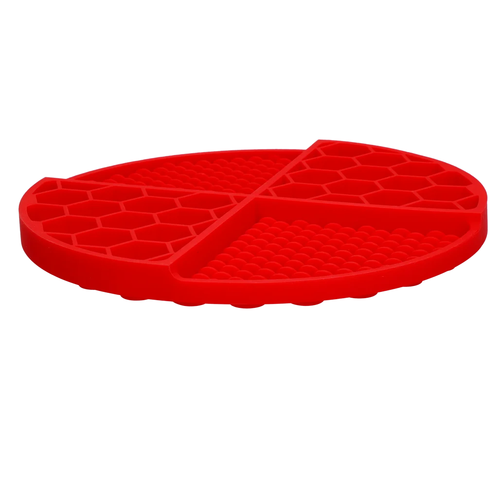 Runde Schleckmatte mit tiefen Vertiefungen, Rot, ø 21 cm – Eat Slow Live Longer Lick Mat Dimensions Circle – Bild 3
