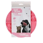 Runde Schleckmatte mit tiefen Vertiefungen, Rosa, ø 21 cm – Eat Slow Live Longer Lick Mat Dimensions Circle