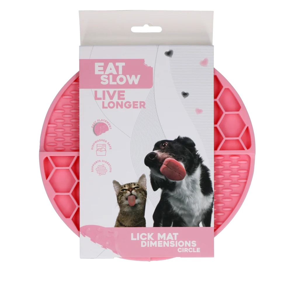 Runde Schleckmatte mit tiefen Vertiefungen, Rosa, ø 21 cm – Eat Slow Live Longer Lick Mat Dimensions Circle – Bild 1