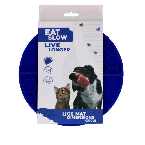 Runde Schleckmatte mit tiefen Vertiefungen, Blau, ø 21 cm – Eat Slow Live Longer Lick Mat Dimensions Circle