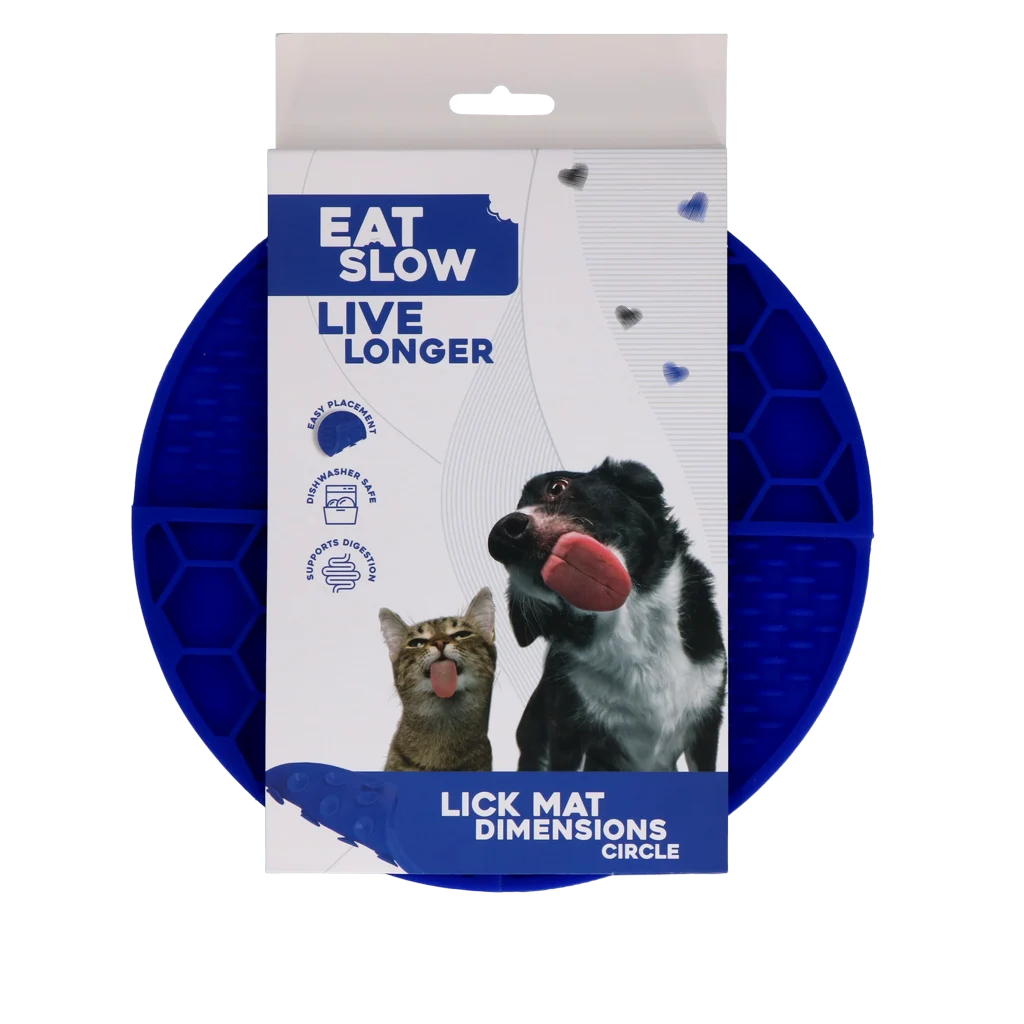 Runde Schleckmatte mit tiefen Vertiefungen, Blau, ø 21 cm – Eat Slow Live Longer Lick Mat Dimensions Circle – Bild 1
