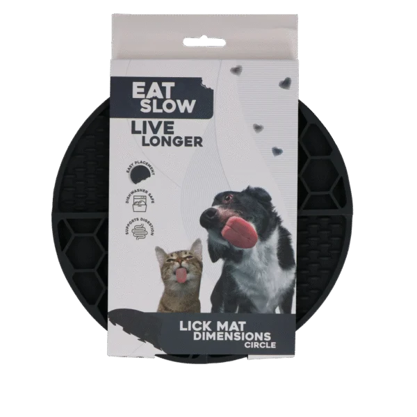 Runde Schleckmatte mit tiefen Vertiefungen, Grau, ø 21 cm – Eat Slow Live Longer Lick Mat Dimensions Circle