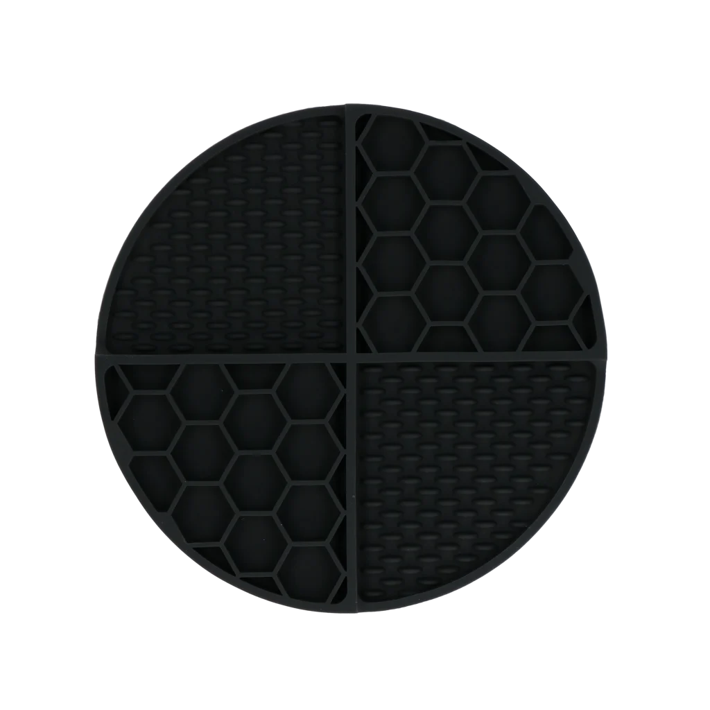 Runde Schleckmatte mit tiefen Vertiefungen, Grau, ø 21 cm – Eat Slow Live Longer Lick Mat Dimensions Circle – Bild 2