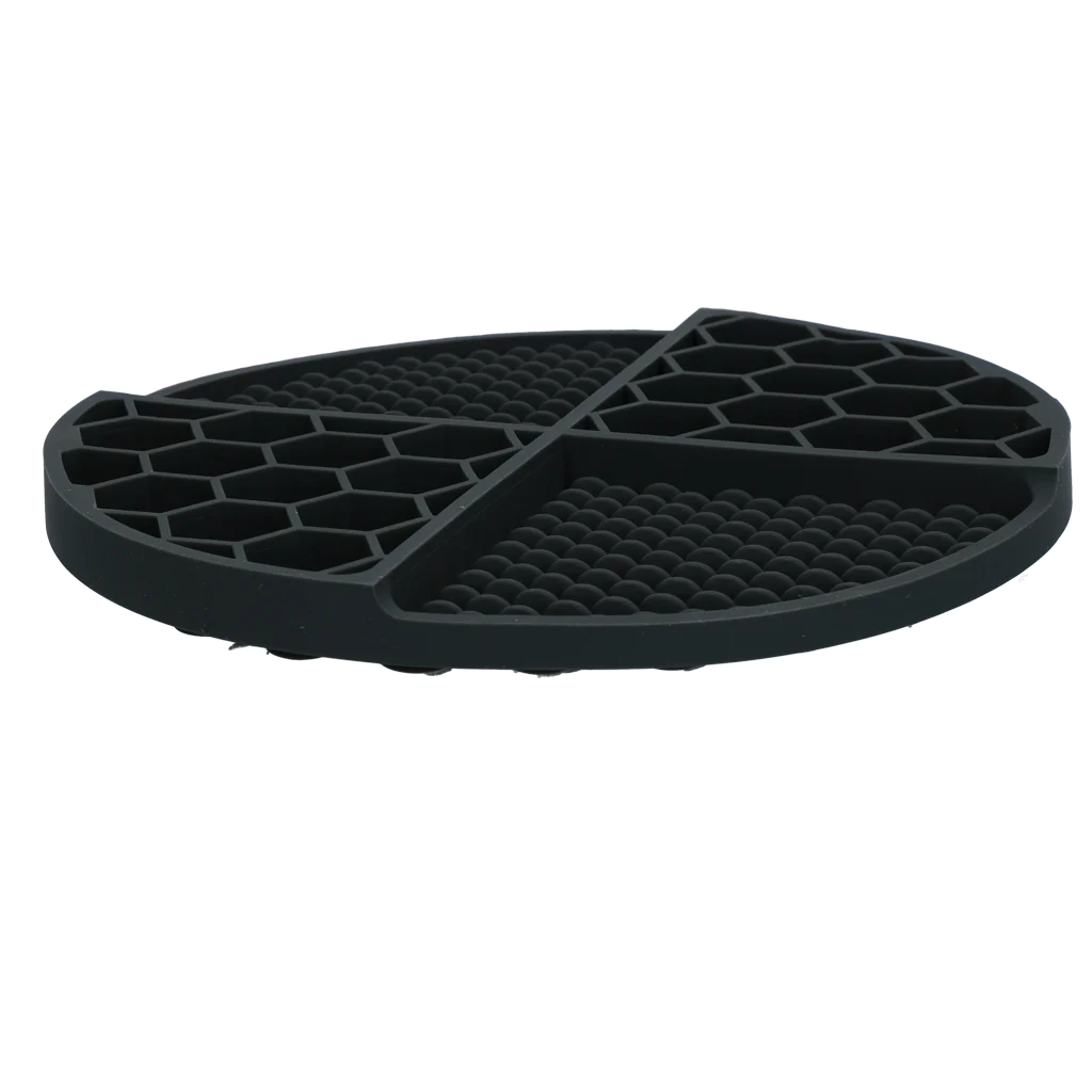 Runde Schleckmatte mit tiefen Vertiefungen, Grau, ø 21 cm – Eat Slow Live Longer Lick Mat Dimensions Circle – Bild 3