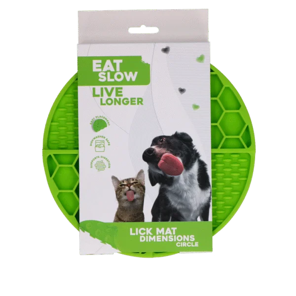 Runde Schleckmatte mit tiefen Mulden, Grün, ø 21 cm – Eat Slow Live Longer Lick Mat Dimensions Circle