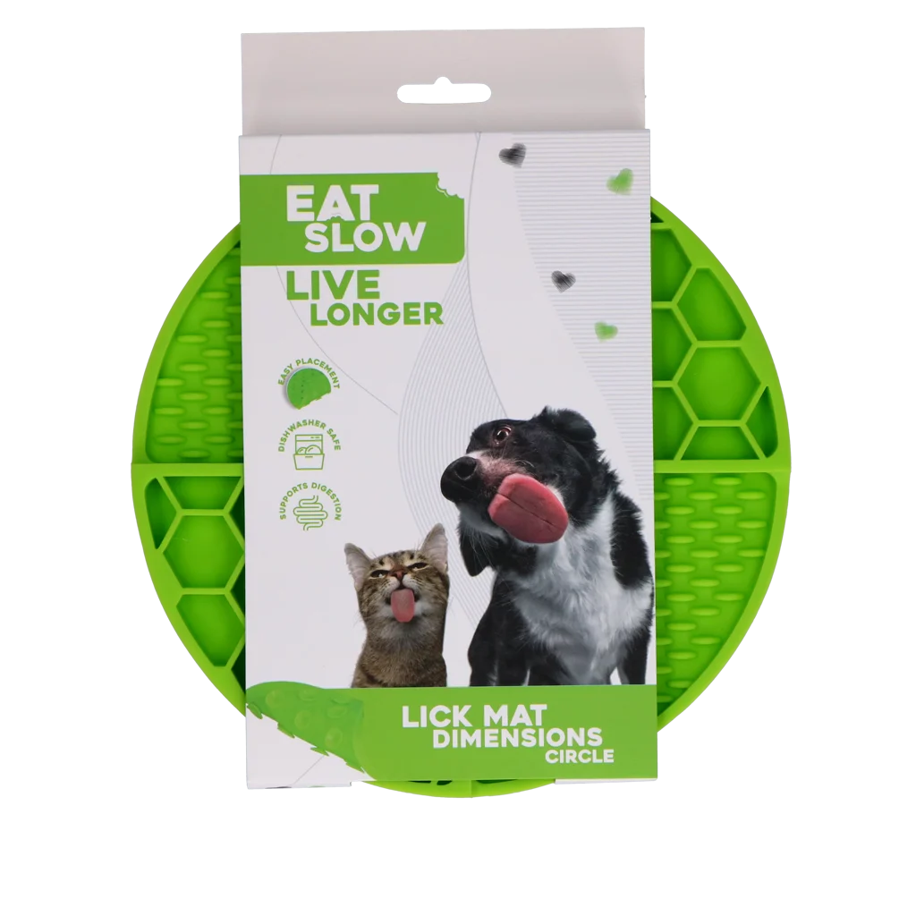 Runde Schleckmatte mit tiefen Mulden, Grün, ø 21 cm – Eat Slow Live Longer Lick Mat Dimensions Circle – Bild 1