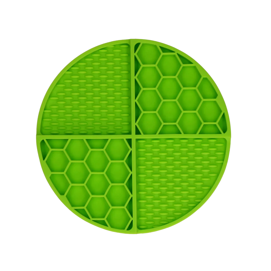 Runde Schleckmatte mit tiefen Mulden, Grün, ø 21 cm – Eat Slow Live Longer Lick Mat Dimensions Circle – Bild 2