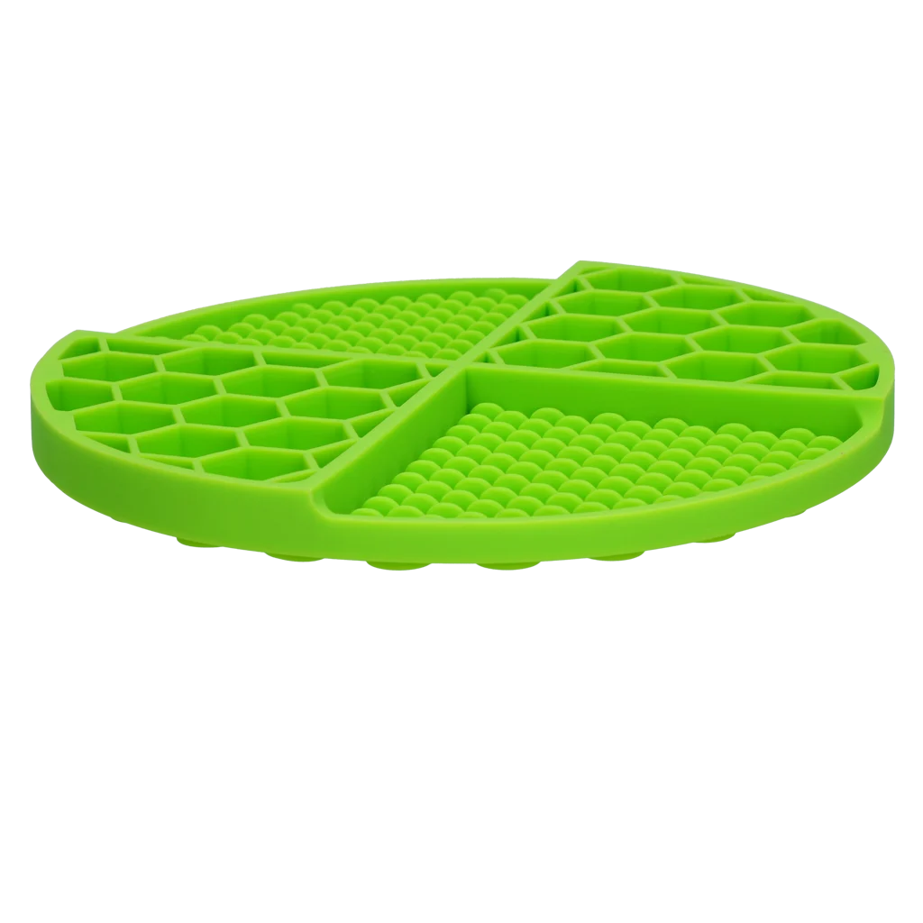 Runde Schleckmatte mit tiefen Mulden, Grün, ø 21 cm – Eat Slow Live Longer Lick Mat Dimensions Circle – Bild 3