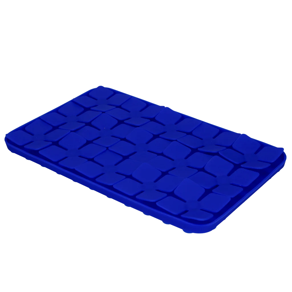 Schleckmatte für Hunde mit blumenförmigen Laschen und Saugnäpfen, 21 x 34 cm, Blau – Eat Slow Live Longer Lick Mat Dimensions Flower – Bild 3