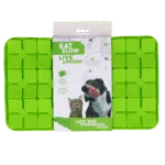 Schleckmatte für Hunde mit blumenförmigen Laschen und Saugnäpfen, 21 x 34 cm, Grün – Eat Slow Live Longer Lick Mat Dimensions Flower