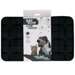 Leckmatte für Hunde mit blütenförmigen Laschen und Saugnäpfen, 21 x 34 cm, Grau – Eat Slow Live Longer Lick Mat Dimensions Flower