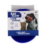 Anti Schling Napf für Hunde mit rundem Boden und Noppen, Ø 17 cm, Blau – Eat Slow Live Longer Lick Mat Wobble Bowl