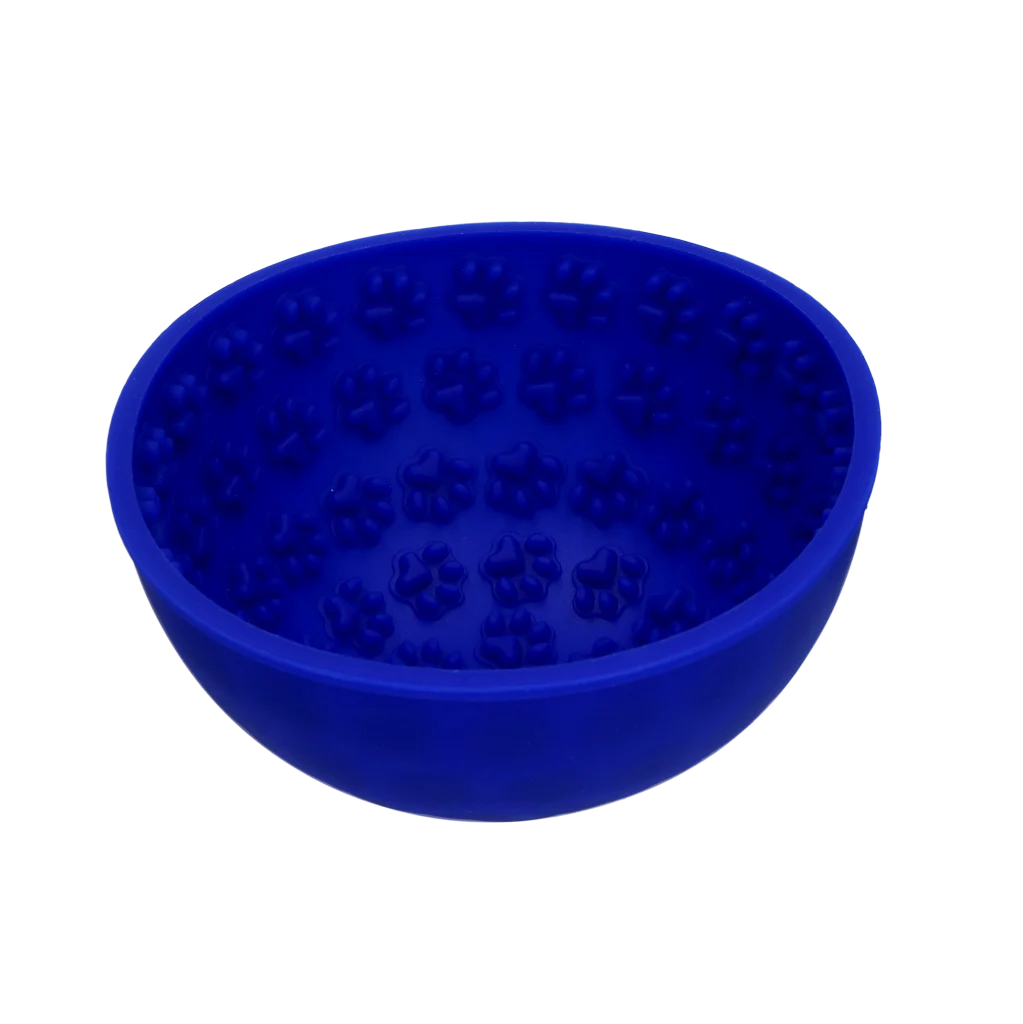 Anti Schling Napf für Hunde mit rundem Boden und Noppen, Ø 17 cm, Blau – Eat Slow Live Longer Lick Mat Wobble Bowl – Bild 3