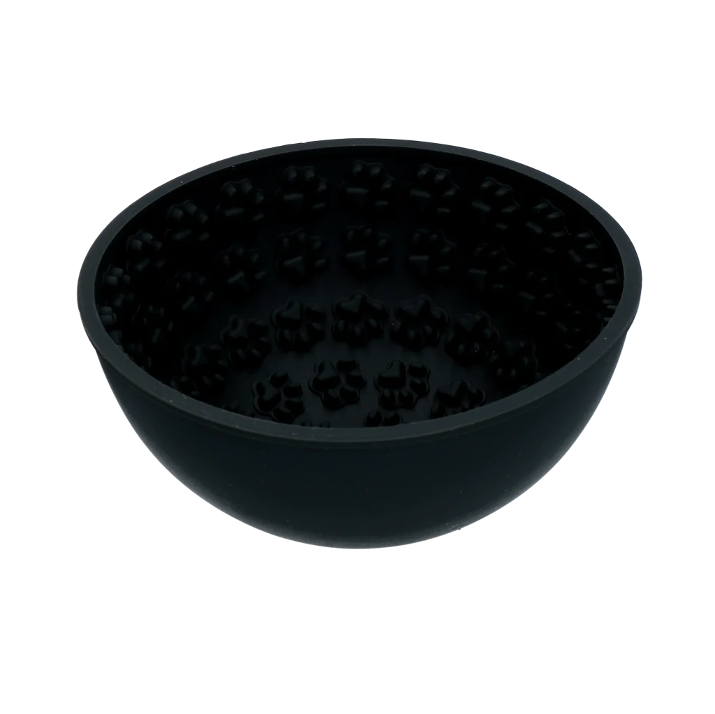 Anti Schling Napf für Hunde mit rundem Boden und Noppen, Ø 17 cm, Grau – Eat Slow Live Longer Lick Mat Wobble Bowl – Bild 3