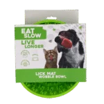Antischlingnapf für Hunde mit rundem Boden und Noppen, Ø 17 cm, Grün – Eat Slow Live Longer Lick Mat Wobble Bowl