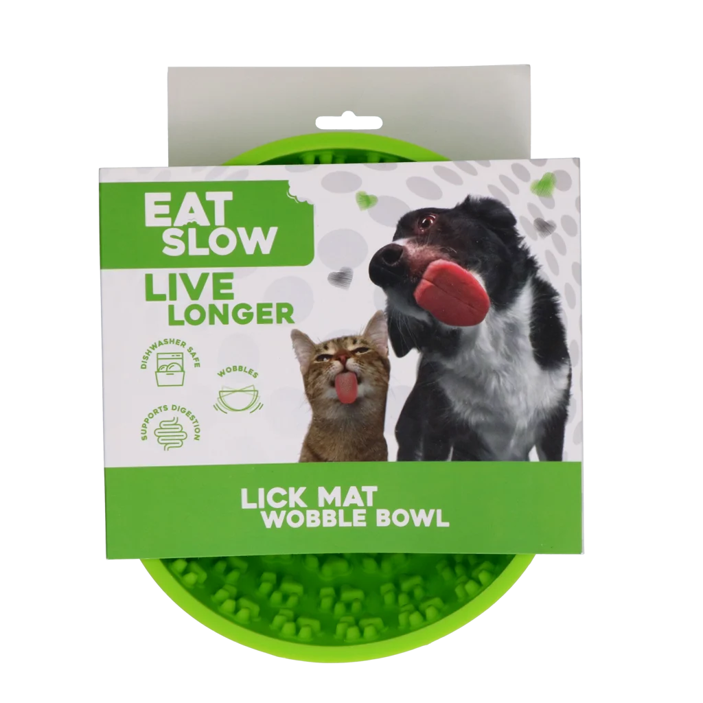 EATS064L.png Antischlingnapf für Hunde mit rundem Boden und Noppen, Ø 17 cm, Grün – Eat Slow Live Longer Lick Mat Wobble Bowl – Bild 1