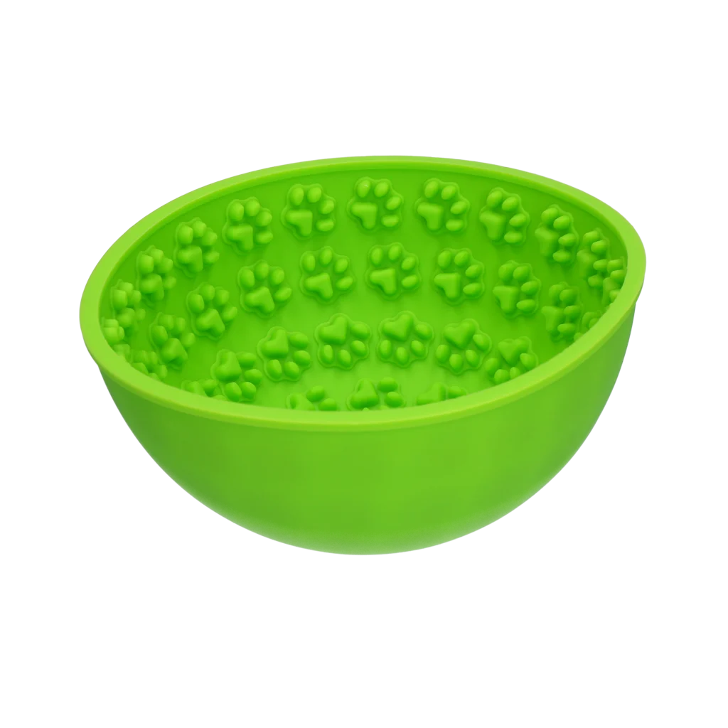 Antischlingnapf für Hunde mit rundem Boden und Noppen, Ø 17 cm, Grün – Eat Slow Live Longer Lick Mat Wobble Bowl – Bild 3